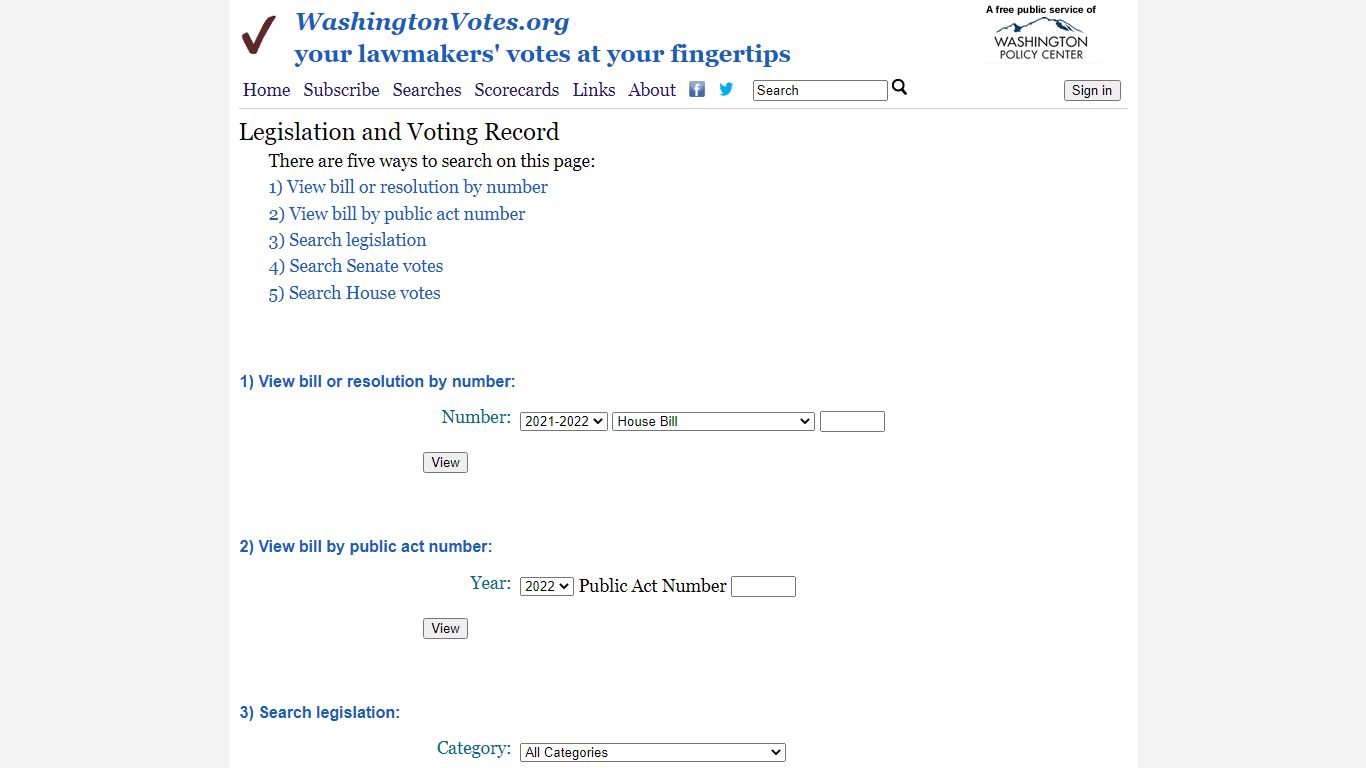 Legislation and Voting Record - Washington Votes